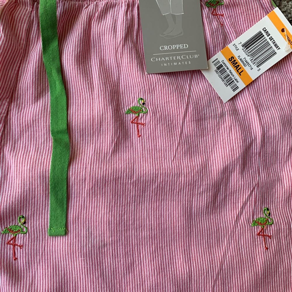 Charters Club Flamingo Cropped Pijama Pants Pink New with Tags - Picture 2 of 6